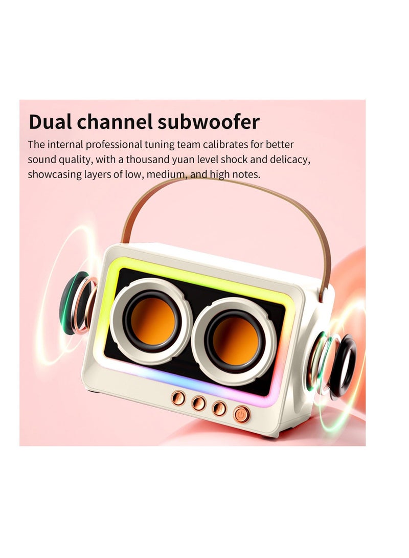Portable Creative Bluetooth Speaker, 360 Degree Stereo Sound Effect, Ultra Long Battery Life Cool RGB Lighting Support Series Mirror Transparent Screen 5.3 Bluetooth Subwoofer, White - Image 3