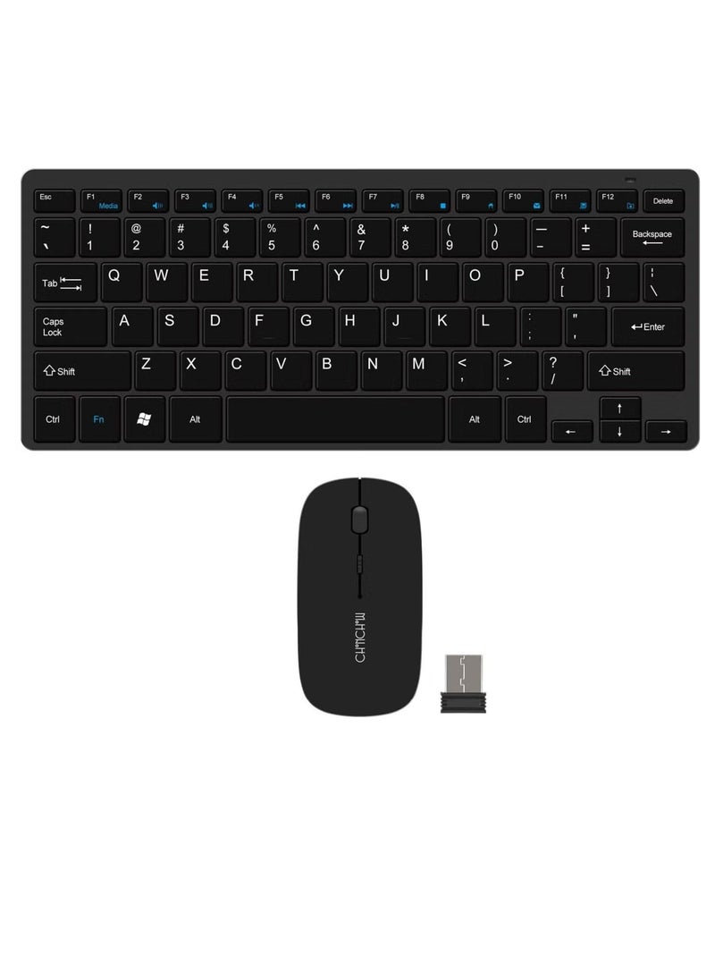 ACLIX 2.4Ghz Wireless Keyboard & Mouse Combo, Ultra Thin Portable Keyboard with USB Receiver Compatible with Computer, Office Laptop, Desktop, PC, Mac, And For Windows XP/Vista/7/8/10, OS/Android - Black  - Image 1