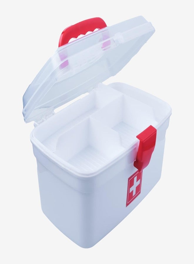 ROKTRY Plastic Rectangular Medicine Box, Medical Box, First aid Box, Multi Purpose Storage Box with Handle (White) - Image 1
