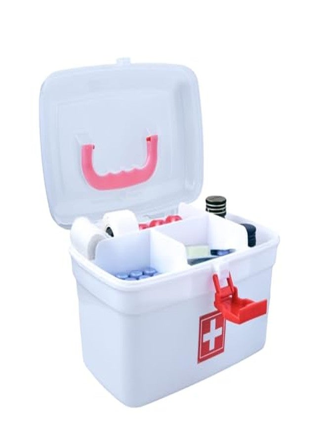 ROKTRY Plastic Rectangular Medicine Box, Medical Box, First aid Box, Multi Purpose Storage Box with Handle (White) - Image 2