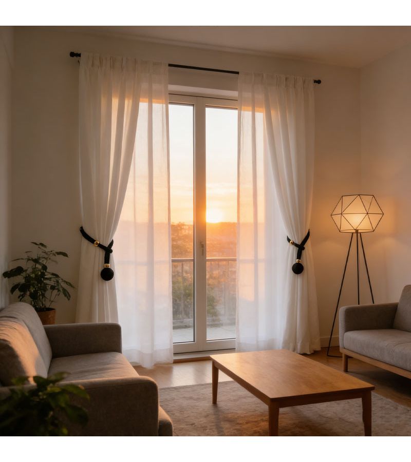 2 Black Adjustable Non Perforated Curtain Straps For Wall Curtains Pull Back Home Decoration - Image 5