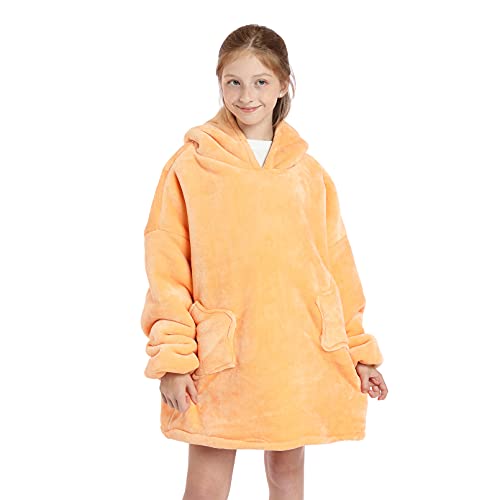 DESERT HOME Deserthome Wearable Blanket Hoodie for Kids 6-12YR Oversized Animal Hooded Blanket Super Soft Comfortable Warm Flannel Yellow Dog - Image 3