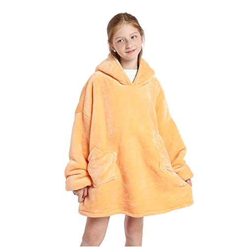 DESERT HOME Deserthome Wearable Blanket Hoodie for Kids 6-12YR Oversized Animal Hooded Blanket Super Soft Comfortable Warm Flannel Yellow Dog - Image 4