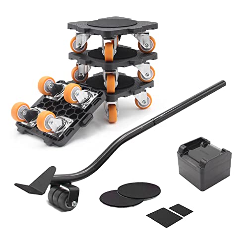ONEON Furniture Mover with Wheels, 360° Rotation Wheels Furniture Dolly for Moving Heavy Furniture, Appliances, 660 LB Max Load Capacity with Auxiliary Lifter - Connect Bearings Wheel Dolly - Image 1