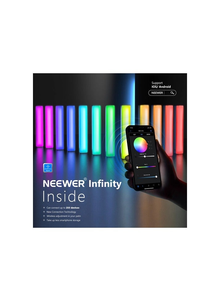 Neewer RGB LED Video Light Stick with Touch Bar & App Control, Magnetic & Handheld Dimmable 3200K~5600K CRI98+ Full-Color with 6400mAh Built-in Battery, 17 Light Scenes for Photography RGB1 black - Image 3