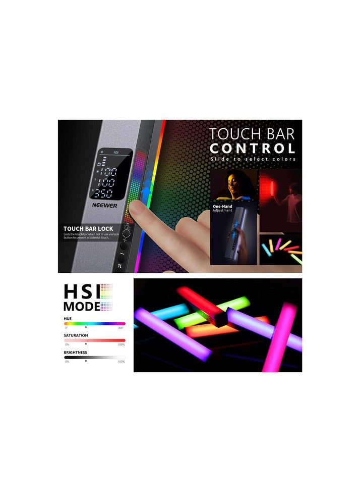 Neewer RGB LED Video Light Stick with Touch Bar & App Control, Magnetic & Handheld Dimmable 3200K~5600K CRI98+ Full-Color with 6400mAh Built-in Battery, 17 Light Scenes for Photography RGB1 black - Image 5