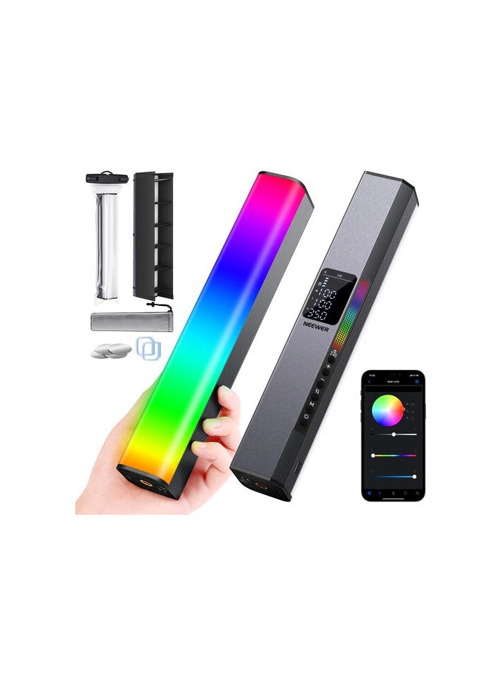Neewer RGB LED Video Light Stick with Touch Bar & App Control, Magnetic & Handheld Dimmable 3200K~5600K CRI98+ Full-Color with 6400mAh Built-in Battery, 17 Light Scenes for Photography RGB1 black - Image 1