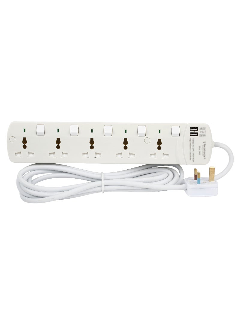 Terminator Extension 5G/3M Universal Socket With 2 USB Sockets & Indicators TPB 5AU DCL & ESMA Approved Terminator 