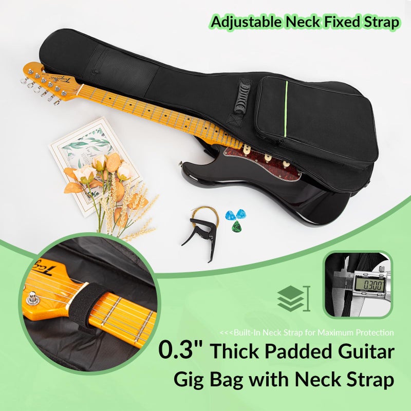 Muscab 39 Inch Electric Guitar Bag 7mm Padding Waterproof Electric Guitar Case, Electric Guitar Gig Bag Backpack with Neck Strap and Pockets, Black - Image 3