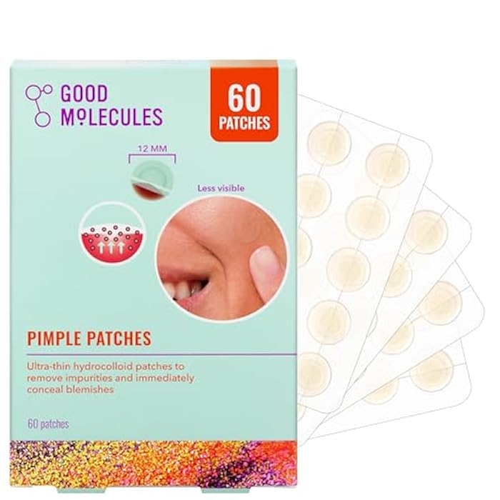 Good Molecules Pimple Patches for Face, 60 Pack – Ultra-Thin Hydrocolloid Acne & Zit Patches, Invisible Under Makeup, Clinically Tested Acne Spot Treatment - Image 1