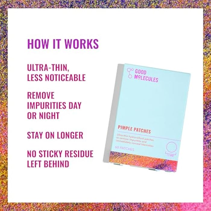 Good Molecules Pimple Patches for Face, 60 Pack – Ultra-Thin Hydrocolloid Acne & Zit Patches, Invisible Under Makeup, Clinically Tested Acne Spot Treatment - Image 3