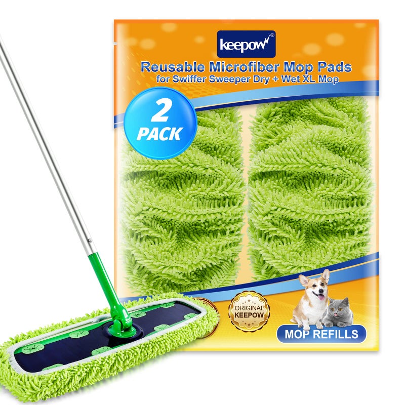 تعبئة وسادات XL الرطبة القابلة لإعادة الاستخدام لـ Swiffer XL MOP SPESSED X-LARGE-SWESS-SWERDING/MOPPPING COMPLES لتنظيف الأرضيات الصلبة/الخشب الصلب 2 عبوة
