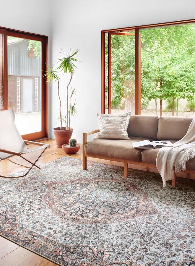 II Wynter Collection WYN-06 Teal/Multi 5'-0" x 7'-6", .13" Thick, Area Rug, Soft, Durable, Printed, Vintage Inspired, Low Pile, Non-Shedding, Easy Clean, Living Room Rug