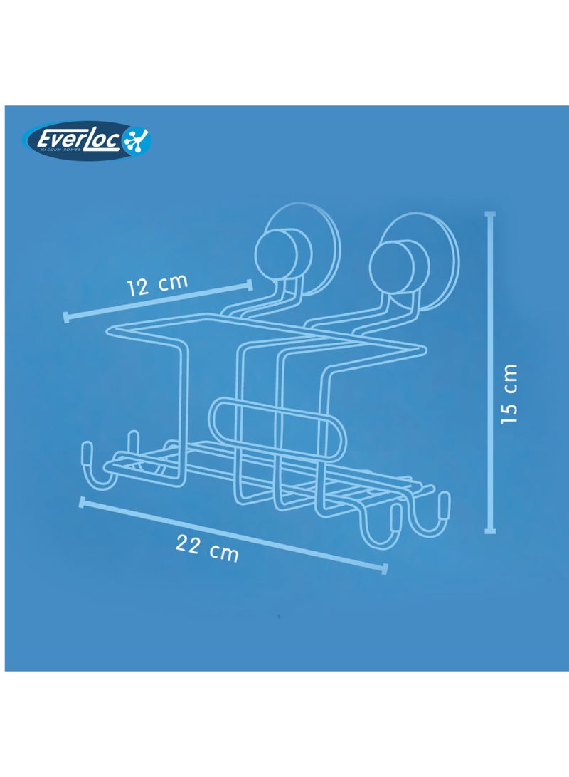 Everloc Kitchen Care Duo Pack - Cleaning Accessories Organizer & Kitchen Paper Towel Holder, Vacuum Suction, Chrome, No Drilling, No Screws, Wall Mounted Solution for Kitchen, HTC-840 - Image 4