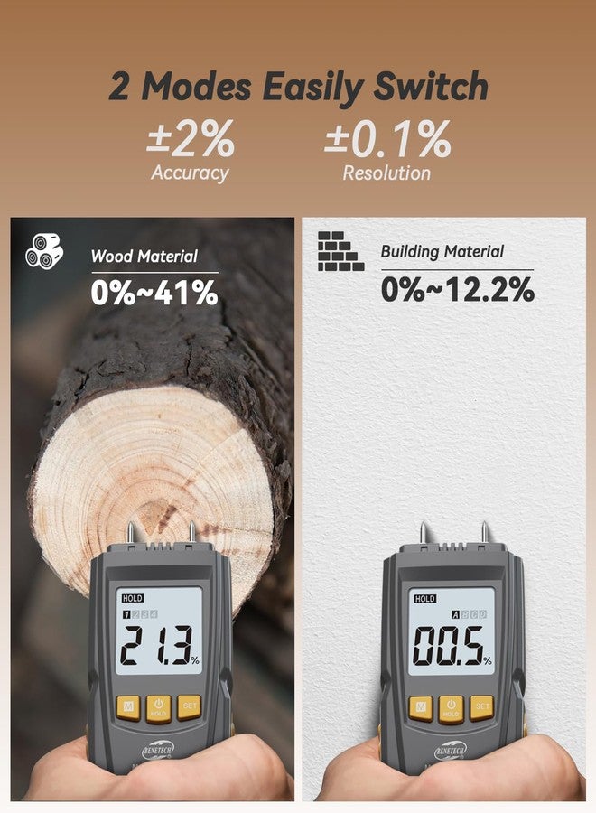 Benetech Digital Moisture Meter Pin-Type Multifunctional Humidity Water Detector for Building Material Firewood Walls Paper - Image 2