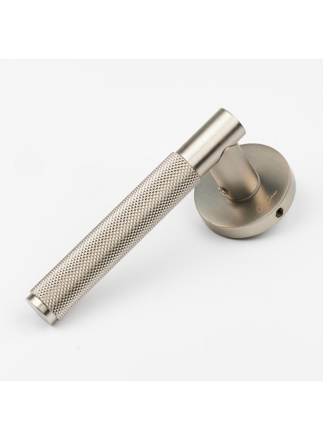 CINCINNO Levitas Premium Anti-Rust Aluminum Door Handle Pair With 28.8x15mm Cylinder Plate, Fits 58x50 Lock Body, Salt Spray Tested, 2-Year Color & 5-Year Mechanical Warranty (Satin Nickel) - Image 3