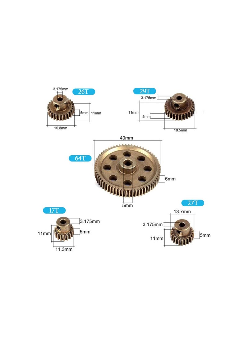 silvercnc - Differential Main Metal Spur Gear, 64T Main Gear and 17T 21T 26T 29T Motor Gear RC Metal Spur Diff Differential Main Gear RC Parts for HSP 1/10 Truck Brontosaurus 94111 - Image 1