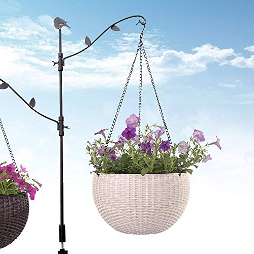 Bianco Round Rattan Woven Hanging Planters with Hanging Chain, Hanging Pots for Plants Balcony (White, Set of 7, 7.1x4.8 Inch) - Image 2