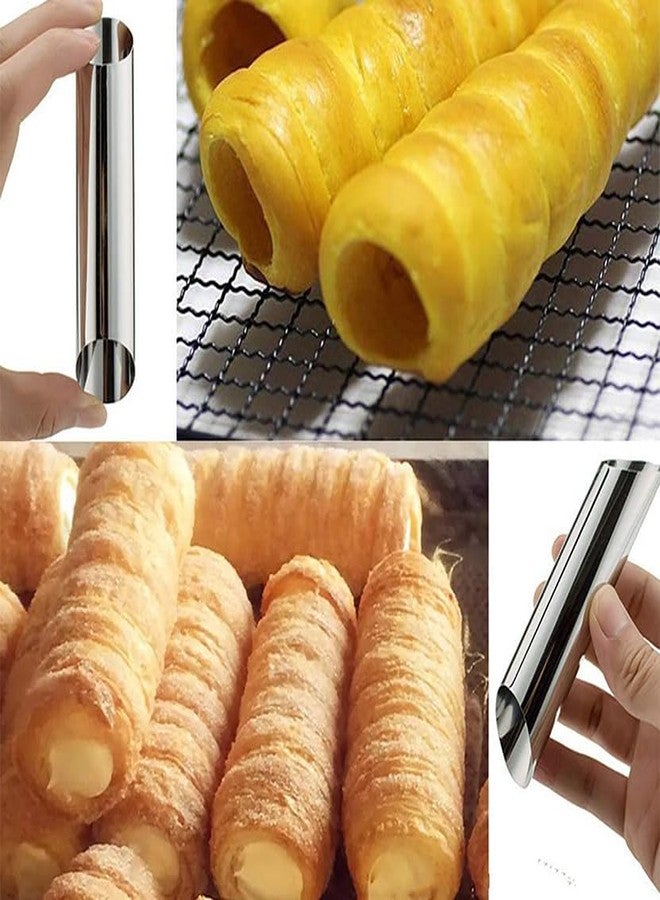 COMZPLIFE 12pcs Cream Horn Molds, Stainless Steel Cannoli Forms Tubes Kits, Baking Cones, Roll Horn Forms, Non-stick Baking Molds for Danish Pastry Lady Lock Form, Cream Roll, Croissant - Image 2