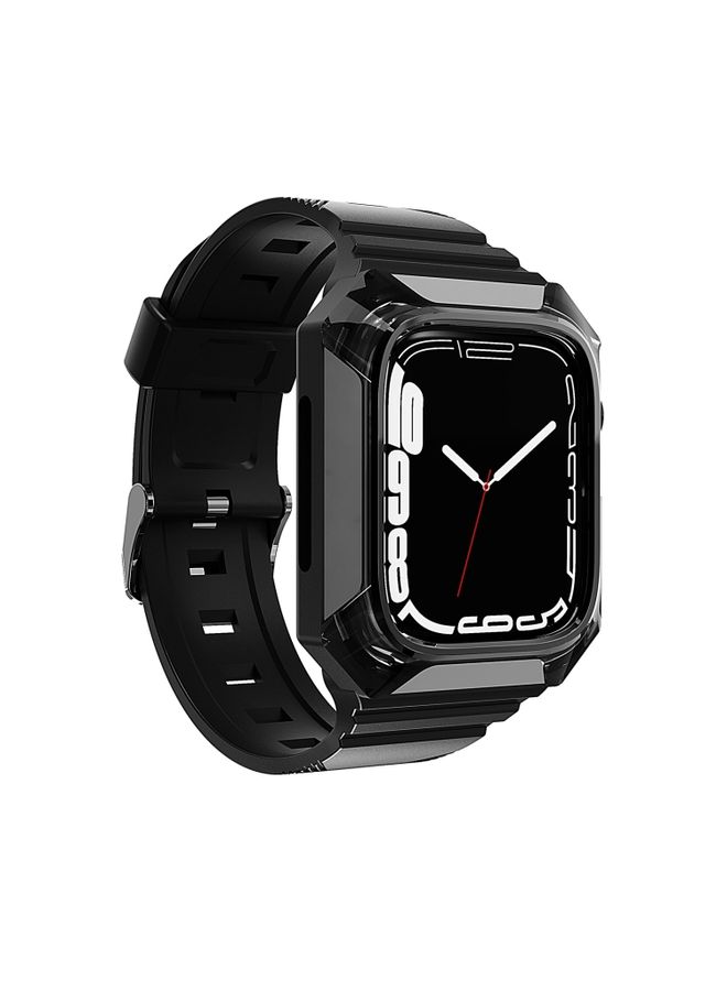 BURAQ Protective Cover Armor Case Integrated TPU Watch Band For Apple Watch SE 2023 40mm(Black)