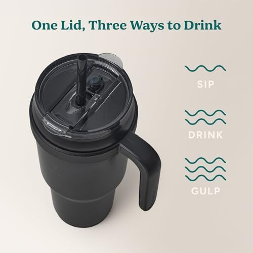 REDUCE 40 oz Stainless Steel Tumbler with Handle - Dual-Wall Vacuum Insulated Travel Mug, Sweat-Proof Lid & Reusable Straw - Keeps Drinks Cold for 24 Hrs, Fits Cupholders, Dishwasher Safe - Phantom - Image 5