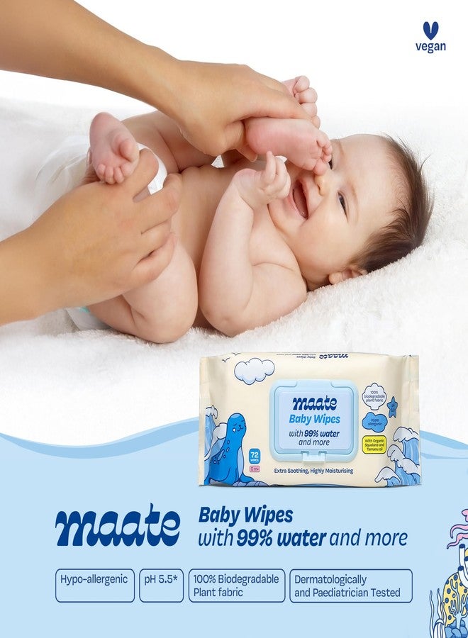 Maate Baby Wipes (Pack of 6, 432 Wipes) | Soothing & Hypoallergenic | Infused With Plant Squalane, Tamanu Oil & Aloe Vera | & Hydrating | Wipe for Baby's | Paraben & Sulphate Free - Image 3