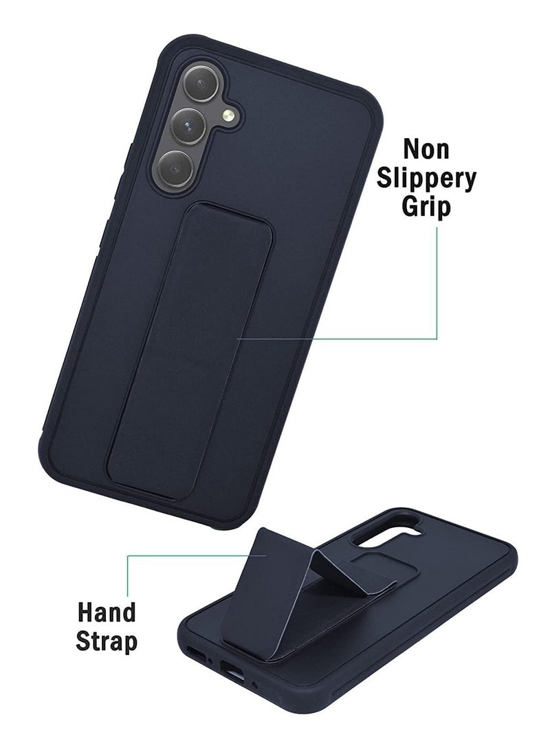 BORTONY Samsung Galaxy A25 Back Stand Case Cover Magnetic Holder Soft Silicone Case Horizontal & Vertical Kickstand Cover Wrist Strap Full protection Scratch Resistance Matte Finish Case For Samsung Galaxy A25 - Image 2