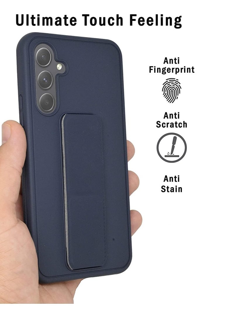 BORTONY Samsung Galaxy A25 Back Stand Case Cover Magnetic Holder Soft Silicone Case Horizontal & Vertical Kickstand Cover Wrist Strap Full protection Scratch Resistance Matte Finish Case For Samsung Galaxy A25 - Image 3