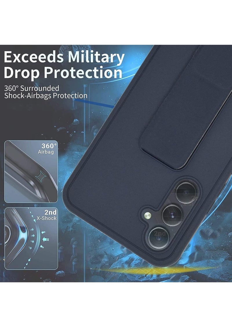 BORTONY Samsung Galaxy A25 Back Stand Case Cover Magnetic Holder Soft Silicone Case Horizontal & Vertical Kickstand Cover Wrist Strap Full protection Scratch Resistance Matte Finish Case For Samsung Galaxy A25 - Image 4