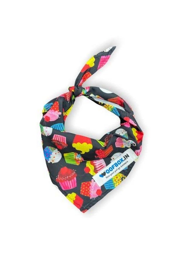 W Oofbox Birthday Cupcake Dog Bandana/Scarf | This Stunning Gorgeous Design Dog Bandana Scarf Is Perfect Styling Accessory For Dogs Large, Medium & Small - Multi