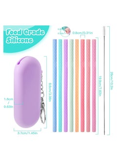 SYOSI SYOSI Reusable Silicone Straws, with Carry Case and Cleaning Brushes, Foldable Portable Drinking Straw Set, for Party Travel Cold or Hot Straw, 7 5/7 Inch Long, Light Color, 8 Sets  - Image 2
