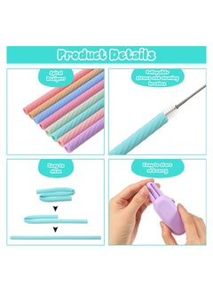 SYOSI SYOSI Reusable Silicone Straws, with Carry Case and Cleaning Brushes, Foldable Portable Drinking Straw Set, for Party Travel Cold or Hot Straw, 7 5/7 Inch Long, Light Color, 8 Sets  - Image 3
