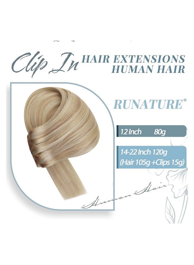 RUNATURE Ash Blonde Hair Extensions Clip Ins Real Human Hair Clip In Extensions 12 Inch Short Clip In Hair Extensions Human Hair Ash Blonde Hair Extensions Clip In Remy Hair Silky Straight 80G 7Pcs - Image 2