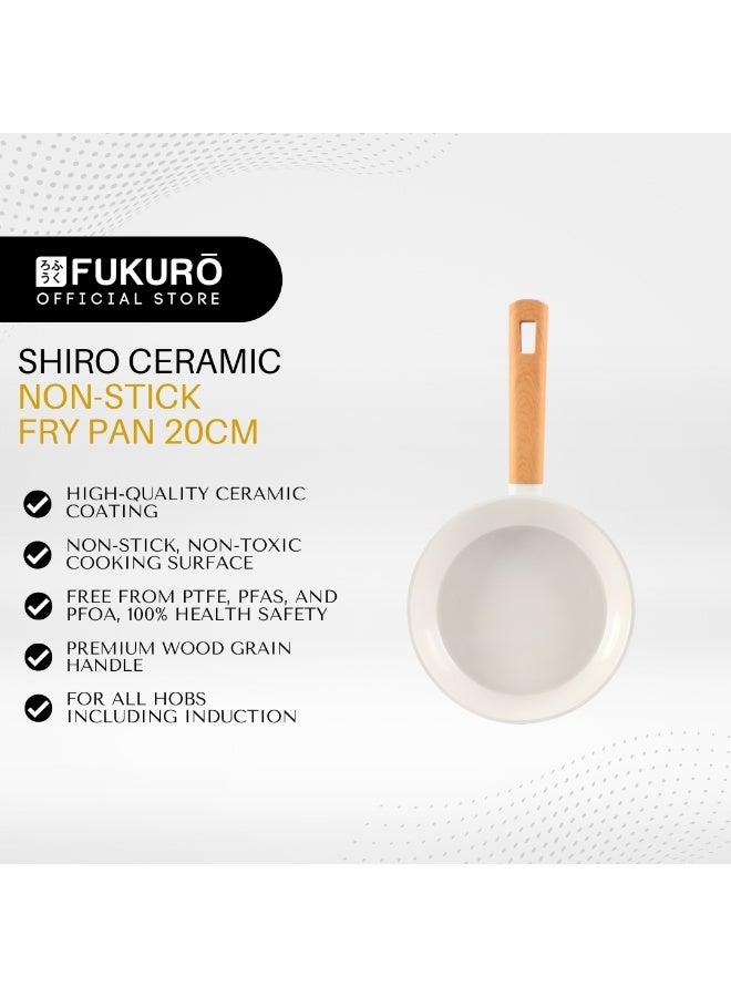 Fukuro Shiro Ceramic Non-Stick Fry Pan - 20cm - Image 2