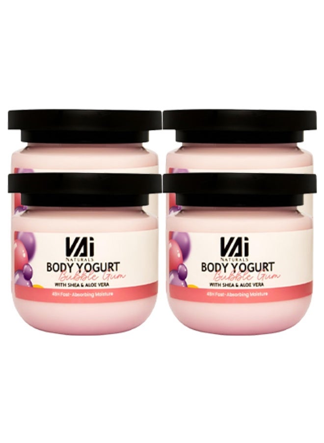 VAI 4 Pieces Body Yogurt Bubble Gum With Shea And Aloe Vera 48 Hours Fast Absorbing Moisture 280ml - Image 1