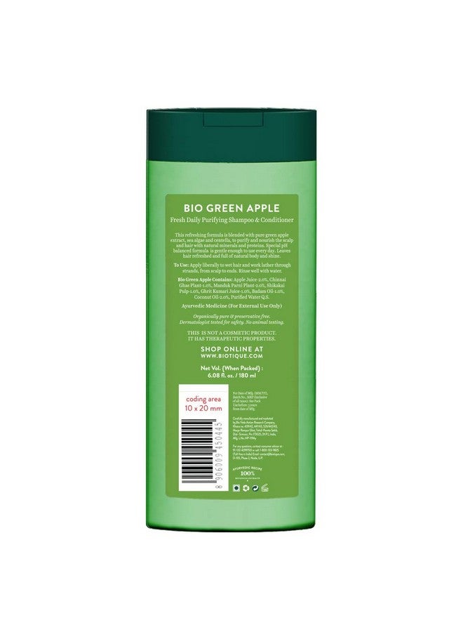 Biotique Bio Green Apple Fresh Daily Purifying Shampoo and Conditioner for Oily Scalp and Hair, 180ml - Image 2
