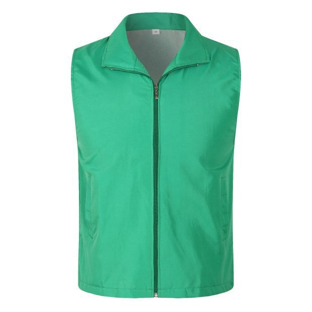 Volunteer Red Vest Custom Print logo Volunteer Work Clothes Party Member Vest Fishing Net Vest Advertising Wholesale Grass green 