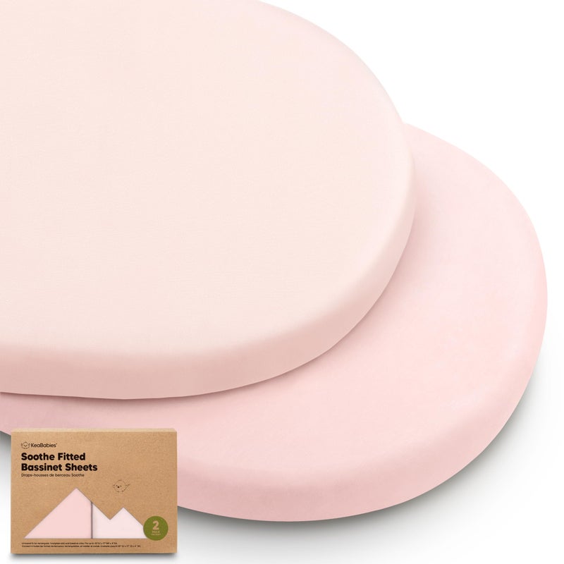 KeaBabies 2Pack Organic Baby Bassinet Sheets Boys Girls 100 Cotton Bassinet Mattress Sheets Compatible with Halo Bassinest Swivel Sleeper Graco Baby Delight Universal Bassinet Fitted Sheets Mist Rose - Image 2