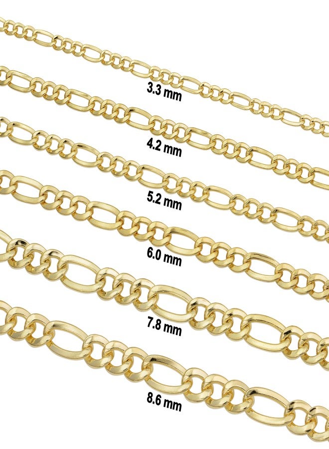 KoolJewelry 14k Yellow Gold Filled Solid Figaro Link Bracelet (5.2 mm, 8.5 inch) - Image 2