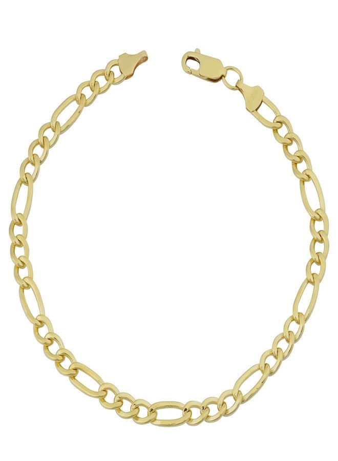 KoolJewelry 14k Yellow Gold Filled Solid Figaro Link Bracelet (5.2 mm, 8.5 inch) - Image 1