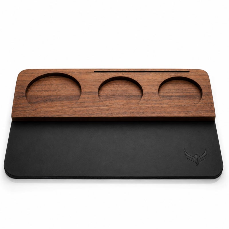 KNODOS 54mm Tamping Mat For Breville Espresso Machine Accessories Walnut Leather Tamp Station Organizer with MultiSlot Design for Espresso Tools Tamper Distributor Funnel Puck Screens - Image 2
