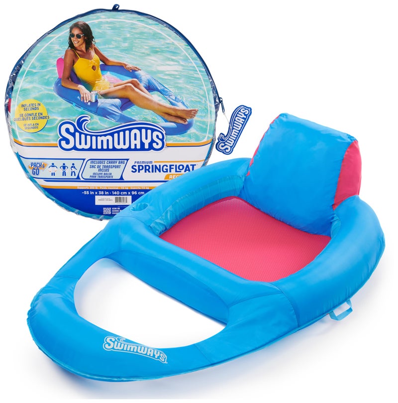 SwimWays Spring Float Premium Recliner Pool Lounger, Inflatable Pool Floats Adult with Fast Inflation for Ages 15 & Up - Image 1