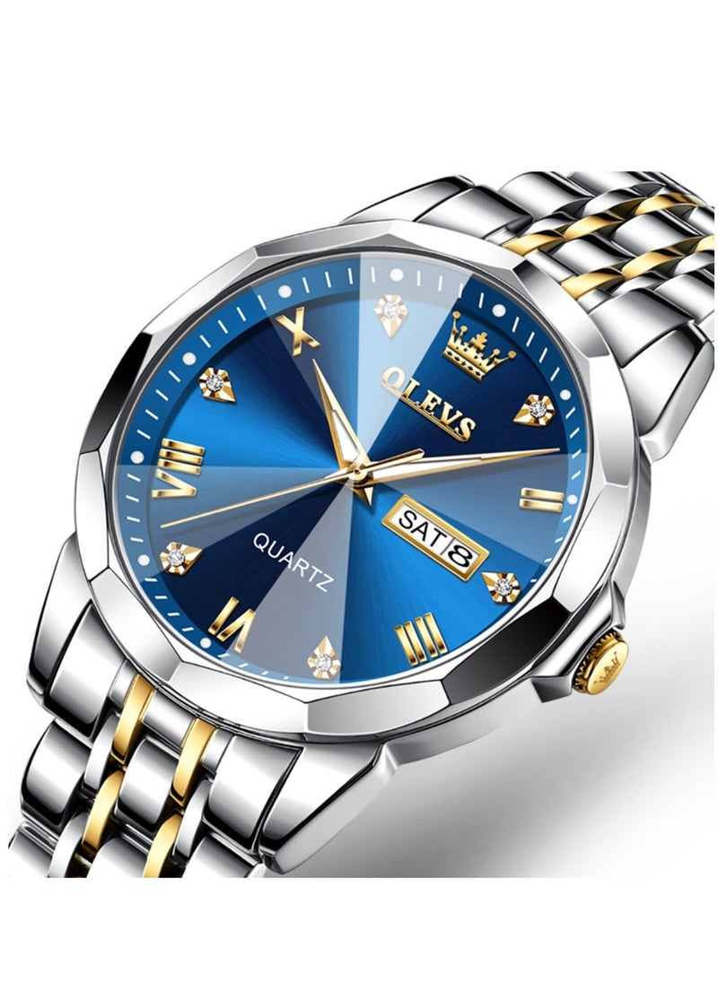 OLEVS Watches for Men Fashion Stainless Steel Quartz Analog Water Resistant Watch 9931 - Image 1