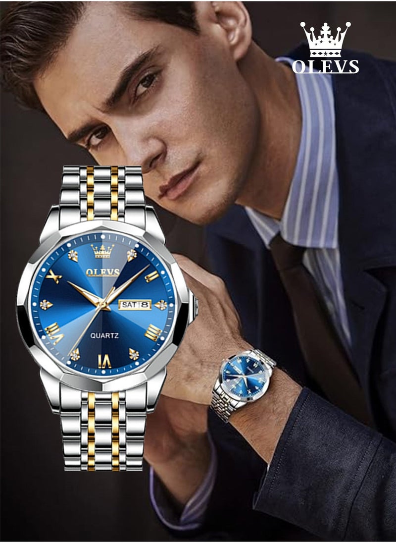 OLEVS Watches for Men Fashion Stainless Steel Quartz Analog Water Resistant Watch 9931 - Image 2