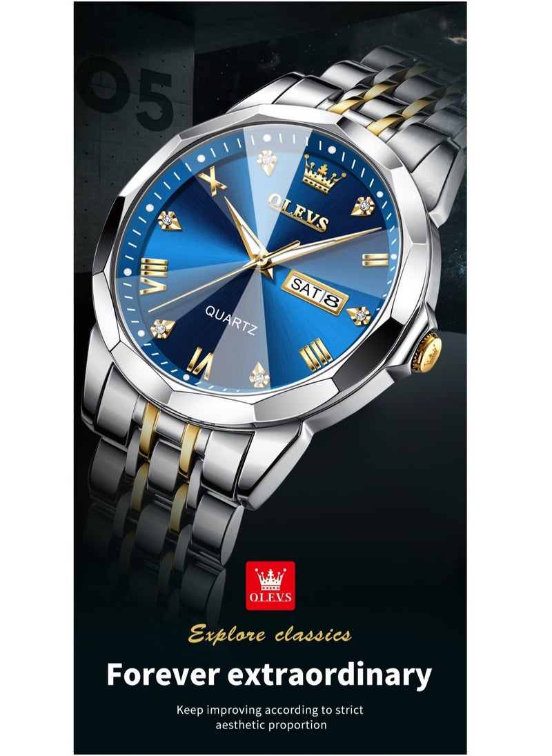 OLEVS Watches for Men Fashion Stainless Steel Quartz Analog Water Resistant Watch 9931 - Image 3