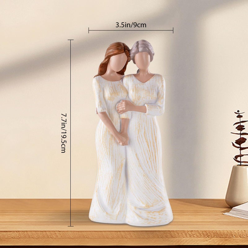 Storieme Mom Birthday Gifts from Daughter: 7.7" Hand-Painted Mother Daughter Resin Figurine Statue - Sentimental Mothers Day Home Shelf Decor for Women - Image 3