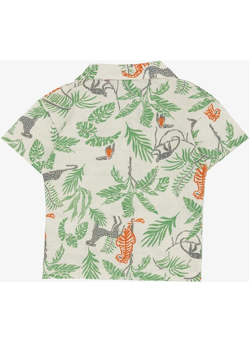 Jack Lions - Boy's T-Shirt Forest Themed Animal Patterned 1.5-5 Years, Ecru - Image 1