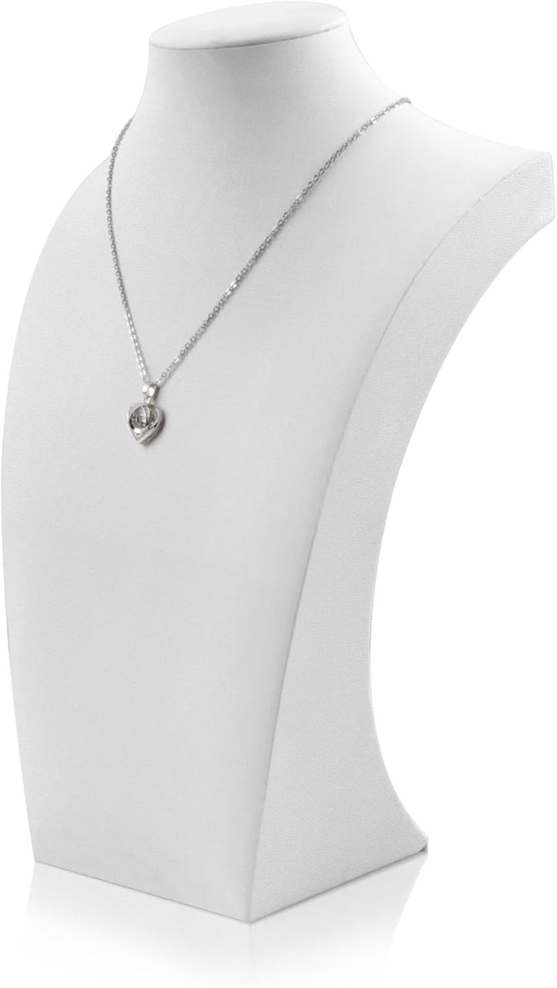 Homeanda Necklace Display Bust - PU Leather Jewelry Bust Stand for Photography, Boutique Display, and Home Organisation(White-11.4"x6.7") - Image 1