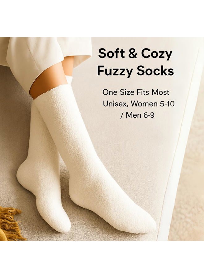 WaySoft All White Fuzzy Socks for Women or Girls Soft & Cozy Warm Sleep Lounge Socks Pack, White-1 Pair, One size - Image 3