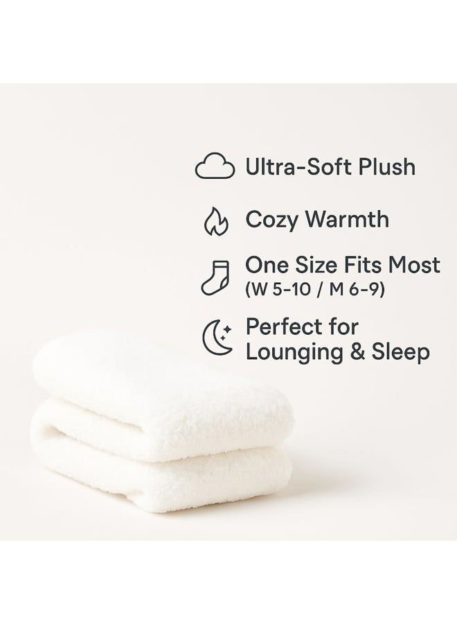 WaySoft All White Fuzzy Socks for Women or Girls Soft & Cozy Warm Sleep Lounge Socks Pack, White-1 Pair, One size - Image 4